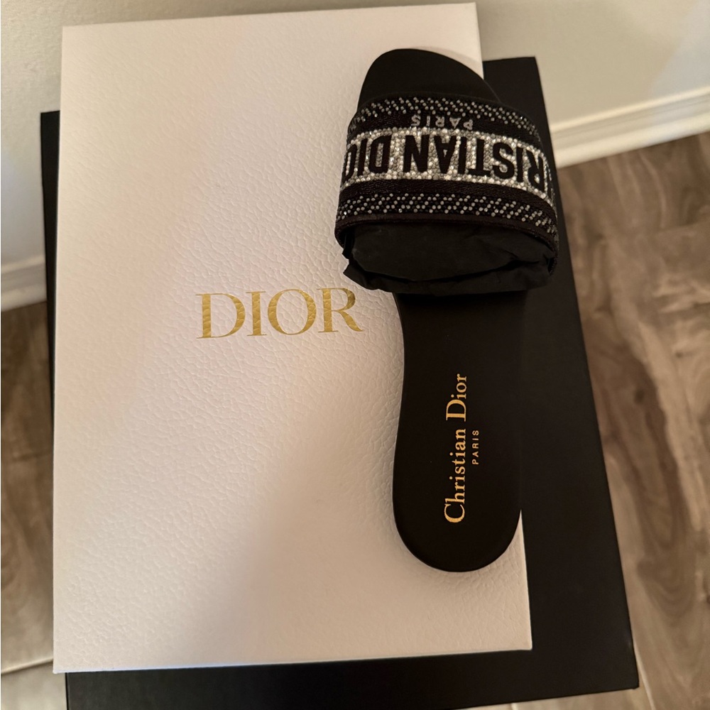 Dior Black with diamonds Slide Sandals